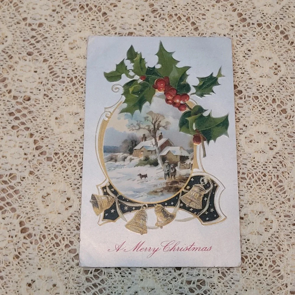 Vintage Christmas Post‎ Cards from 1900s Junk Journal Scrapbook Holiday Lot of 5
